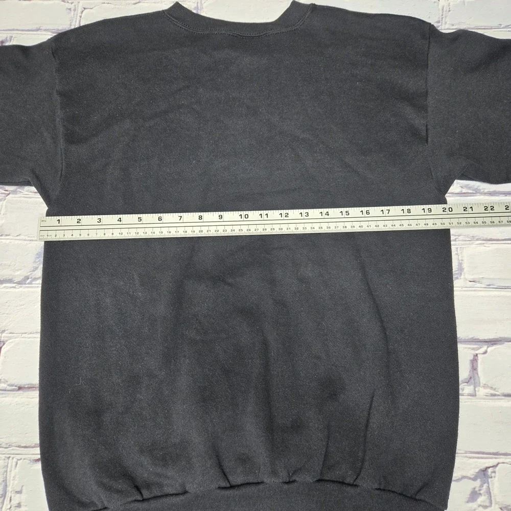 TULTEX Black Crewneck Sweatshirt Long Sleeve Casual Pullover Top Men Women Large